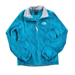 The Northface Osito Blue Teal Full Zip fuzzy Woman’s Small full zip Jacket